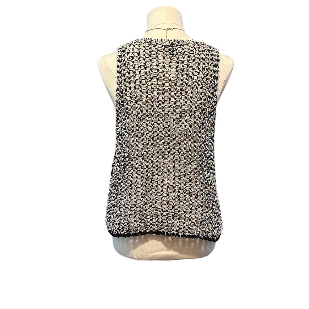Elieen Fisher Italian Yarn Crop Tufted Twist Open Knit Tank Jewel Neck Sz Large - Picture 3 of 9